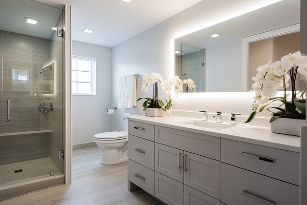 High end Renton bathroom remodel in WA near 98058